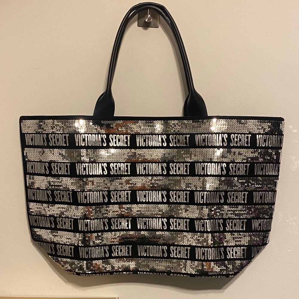 Victoria's Secret Black and Silver Sequin Tote